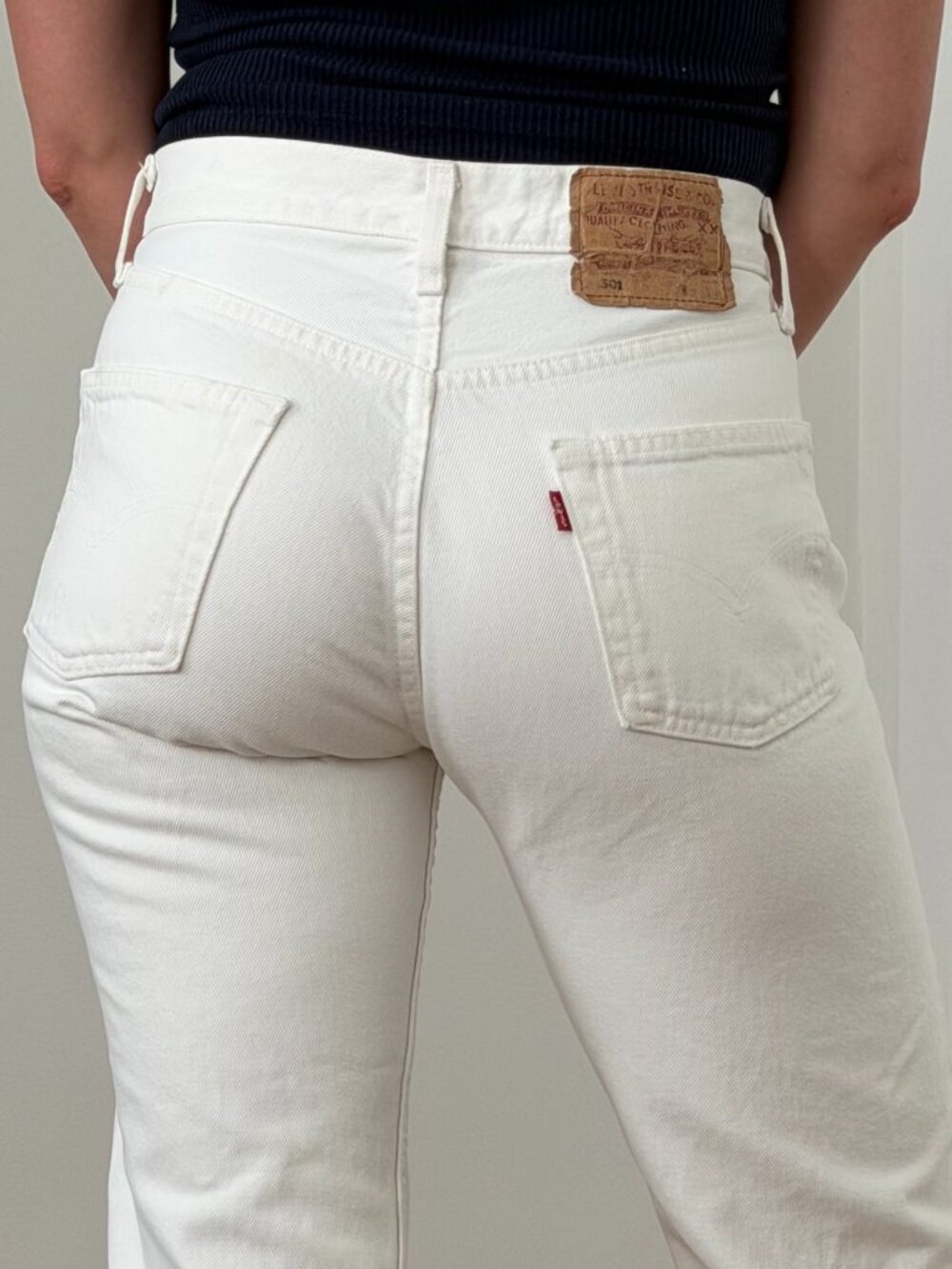 Vintage Levi's 501 White Jeans High Rise Straight Leg 26